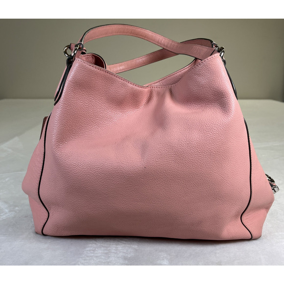 Coach Shoulder Bag Womens Large Pink Pebbled Leather Slouchy Purse Bnfts Charity - Picture 6 of 16